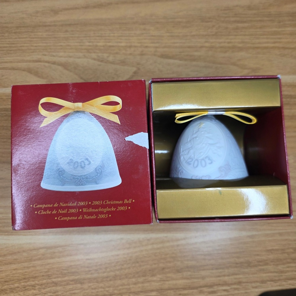 Lladro 2003 Christmas Bell Ornament White Matte Porcelain 01016728 New In Box